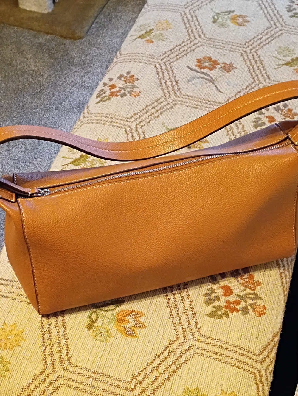 Vera Bradley Faux Tan Leather Shoulder Bag - Sleek Rectangle Silhouette